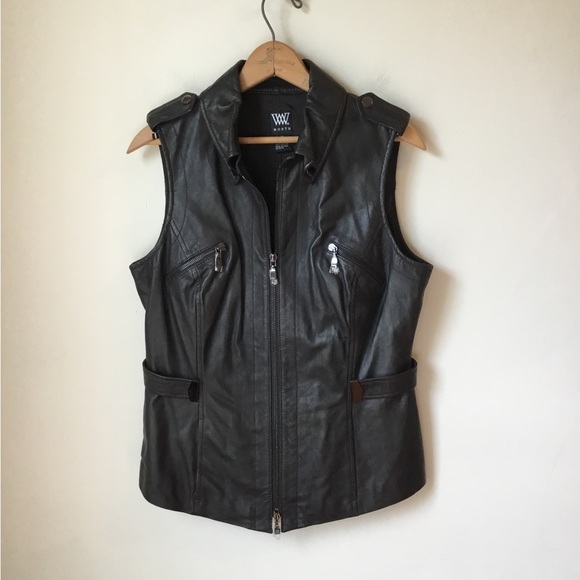 Worth Jackets & Blazers - Worth 100% Brown Leather Vest..NEW